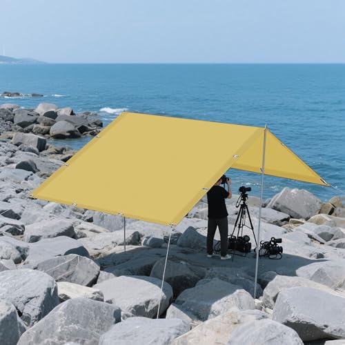 Sonnensegel Rechteckig mit Ösen 1.6 x 2.4 m Rechteckig Wasserdicht 98% UV Schutz Balkonbespannung Reißfest mit Ösen Segeltuch 4 × 1.5 M Seile für Terrasse Balkon, Creme Farben von JIAFANG