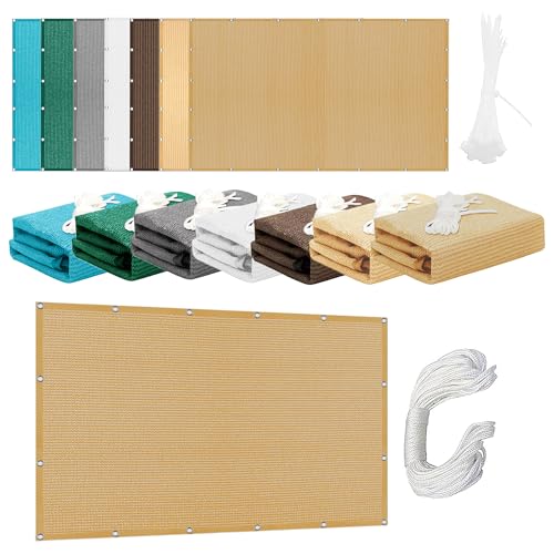 Sonnensegel mit Ösen Atmungsaktiv 569 x 620 cm Rechteckig Atmungsaktiv Sonnenschutz Windschutz Garten Schattierungsnetz mit Ösen Und Befestigungsseile für Terrasse Balkon, Sandgelb Sonnensegel mit Ösen Atmungsaktiv 569 x 620 cm Rechteckig Atmungsaktiv Sonnenschutz Windschutz Garten Schattierungsnetz mit Ösen Und Befestigungsseile für Terrasse Balkon, Sandgelb von JIAFANG