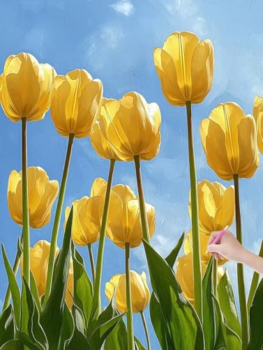 Diamond Painting Blumen, DIY Diamant Painting Bilder Tulpe für Erwachsene Anfänger, Vollbohrer Diamant Malerei Eckige Steine als Geschenke Weihnachten, Bastelset Erwachsene für Wanddeko 40x50 cm, L-64 von JIAGUANG