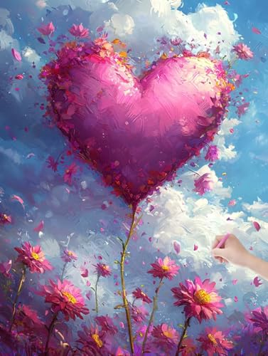 Diamond Painting Erwachsene Blumen, DIY Liebe Diamond Painting Eckige Steine Set, Diamant Kunst Bilder für Anfänger, Diamant Malerei Bastelset Erwachsene für Zimmer Wanddeko, Geschenke, 40x50 cm, F-09 von JIAGUANG