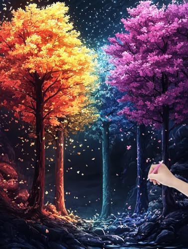 Diamond Painting Erwachsene Bunt, DIY Baum Diamond Painting Eckige Steine Set, Diamant Kunst Bilder für Anfänger, Diamant Malerei Bastelset Erwachsene für Zimmer Wand Deko, Geschenke, 40x50 cm, K-29 Diamond Painting Erwachsene Bunt, DIY Baum Diamond Painting Eckige Steine Set, Diamant Kunst Bilder für Anfänger, Diamant Malerei Bastelset Erwachsene für Zimmer Wand Deko, Geschenke, 40x50 cm, K-29 von JIAGUANG