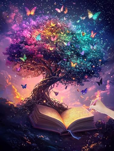 Diamond Painting Erwachsene Fantasy, DIY Baum des Lebens Diamond Painting Eckige Steine Set, Diamant Kunst Bilder für Anfänger, Diamant Malerei Bastelset für Zimmer Wanddeko, Geschenke, 30x40 cm, L-55 Diamond Painting Erwachsene Fantasy, DIY Baum des Lebens Diamond Painting Eckige Steine Set, Diamant Kunst Bilder für Anfänger, Diamant Malerei Bastelset für Zimmer Wanddeko, Geschenke, 30x40 cm, L-55 von JIAGUANG