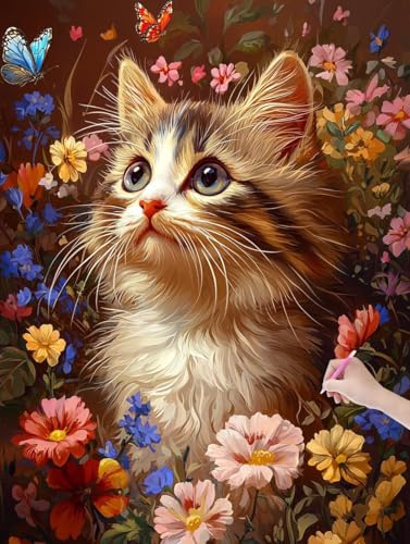 Diamond Painting Erwachsene Katze, DIY Blumen Diamond Painting Eckige Steine Set, Diamant Kunst Bilder für Anfänger, Diamant Malerei Bastelset Erwachsene für Zimmer Wanddeko, Geschenke, 40x50 cm, X-55 Diamond Painting Erwachsene Katze, DIY Blumen Diamond Painting Eckige Steine Set, Diamant Kunst Bilder für Anfänger, Diamant Malerei Bastelset Erwachsene für Zimmer Wanddeko, Geschenke, 40x50 cm, X-55 von JIAGUANG
