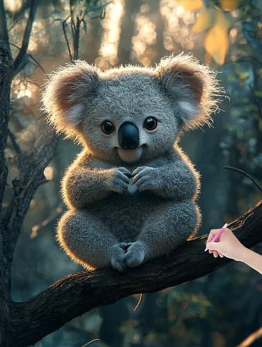 Diamond Painting Erwachsene Koala, DIY Tiere Diamond Painting Eckige Steine Set, Diamant Kunst Bilder für Anfänger, Diamant Malerei Bastelset Erwachsene für Zimmer Wanddeko, Geschenke, 90x120 cm, D-97 von JIAGUANG