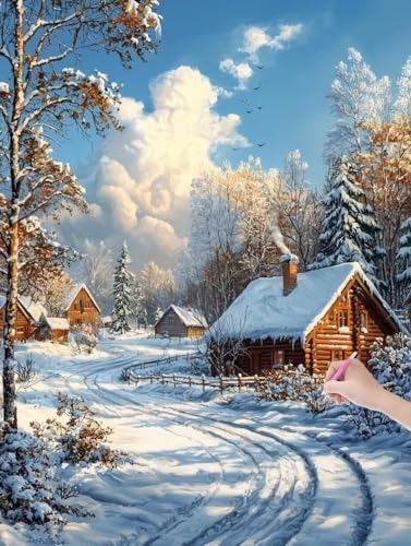 Diamond Painting Erwachsene Landschaft, DIY Winter Diamond Painting Eckige Steine Set, Diamant Kunst Bilder für Anfänger, Diamant Malerei Bastelset Erwachsene für Wanddeko, Geschenke, 40x50 cm, F-43 von JIAGUANG