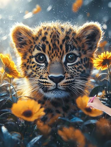 Diamond Painting Erwachsene Leopard, DIY Blumen Diamond Painting Eckige Steine Set, Diamant Kunst Bilder für Anfänger, Diamant Malerei Bastelset Erwachsene für Wanddeko, Geschenke, 90x120 cm, F-15 Diamond Painting Erwachsene Leopard, DIY Blumen Diamond Painting Eckige Steine Set, Diamant Kunst Bilder für Anfänger, Diamant Malerei Bastelset Erwachsene für Wanddeko, Geschenke, 90x120 cm, F-15 von JIAGUANG