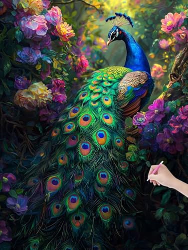 Diamond Painting Erwachsene Pfau, DIY Blumen Diamond Painting Eckige Steine Set, Diamant Kunst Bilder für Anfänger, Diamant Malerei Bastelset Erwachsene für Zimmer Wand Deko, Geschenke, 40x50 cm, V-93 Diamond Painting Erwachsene Pfau, DIY Blumen Diamond Painting Eckige Steine Set, Diamant Kunst Bilder für Anfänger, Diamant Malerei Bastelset Erwachsene für Zimmer Wand Deko, Geschenke, 40x50 cm, V-93 von JIAGUANG