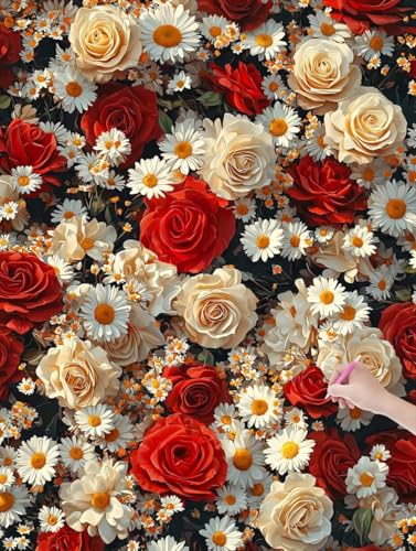 Diamond Painting Erwachsene Rose, DIY Blumen Diamond Painting Eckige Steine Set, Diamant Kunst Bilder für Anfänger, Diamant Malerei Bastelset Erwachsene für Zimmer Wand Deko, Geschenke, 60x80 cm, Z-49 Diamond Painting Erwachsene Rose, DIY Blumen Diamond Painting Eckige Steine Set, Diamant Kunst Bilder für Anfänger, Diamant Malerei Bastelset Erwachsene für Zimmer Wand Deko, Geschenke, 60x80 cm, Z-49 von JIAGUANG