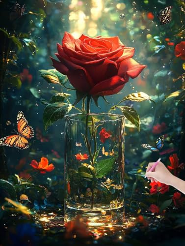 Diamond Painting Erwachsene Rose, DIY Blumen Diamond Painting Eckige Steine Set, Diamant Kunst Bilder für Anfänger, Diamant Malerei Bastelset Erwachsene für Zimmer Wanddeko, Geschenke, 90x120 cm, V-95 Diamond Painting Erwachsene Rose, DIY Blumen Diamond Painting Eckige Steine Set, Diamant Kunst Bilder für Anfänger, Diamant Malerei Bastelset Erwachsene für Zimmer Wanddeko, Geschenke, 90x120 cm, V-95 von JIAGUANG