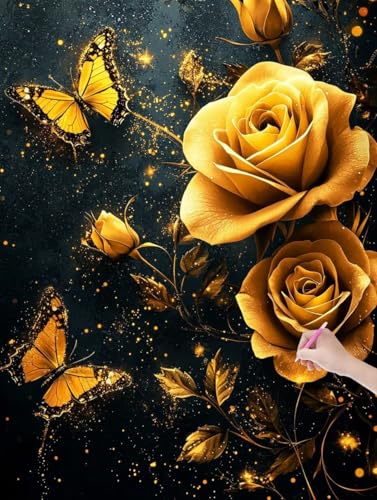 Diamond Painting Erwachsene Rose, DIY Schmetterling Diamond Painting Eckige Steine Set, Diamant Kunst Bilder für Anfänger, Diamant Malerei Bastelset Erwachsene für Wanddeko, Geschenke, 50x70 cm, B-11 Diamond Painting Erwachsene Rose, DIY Schmetterling Diamond Painting Eckige Steine Set, Diamant Kunst Bilder für Anfänger, Diamant Malerei Bastelset Erwachsene für Wanddeko, Geschenke, 50x70 cm, B-11 von JIAGUANG