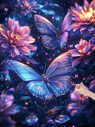 Diamond Painting Erwachsene Schmetterling, DIY Blumen Diamond Painting Eckige Steine Set, Diamant Kunst Bilder für Anfänger, Diamant Malerei Bastelset für Zimmer Wanddeko, Geschenke, 90x120 cm, Z-65 Diamond Painting Erwachsene Schmetterling, DIY Blumen Diamond Painting Eckige Steine Set, Diamant Kunst Bilder für Anfänger, Diamant Malerei Bastelset für Zimmer Wanddeko, Geschenke, 90x120 cm, Z-65 von JIAGUANG