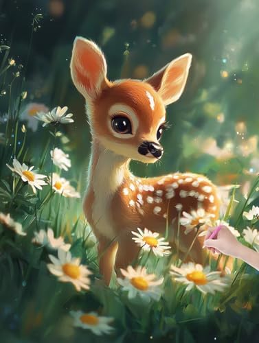 Diamond Painting Erwachsene Tiere, DIY Reh Diamond Painting Eckige Steine Set, Diamant Kunst Bilder für Anfänger, Diamant Malerei Bastelset Erwachsene für Zimmer Wand Deko, Geschenke, 50x70 cm, F-03 von JIAGUANG