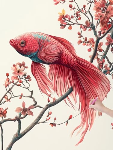 Diamond Painting Fisch, DIY Diamant Painting Bilder Blumen für Erwachsene Anfänger, Vollbohrer Diamant Malerei Eckige Steine als Geschenke Weihnachten, Bastelset Erwachsene für Wanddeko 30x40 cm, D-30 Diamond Painting Fisch, DIY Diamant Painting Bilder Blumen für Erwachsene Anfänger, Vollbohrer Diamant Malerei Eckige Steine als Geschenke Weihnachten, Bastelset Erwachsene für Wanddeko 30x40 cm, D-30 von JIAGUANG