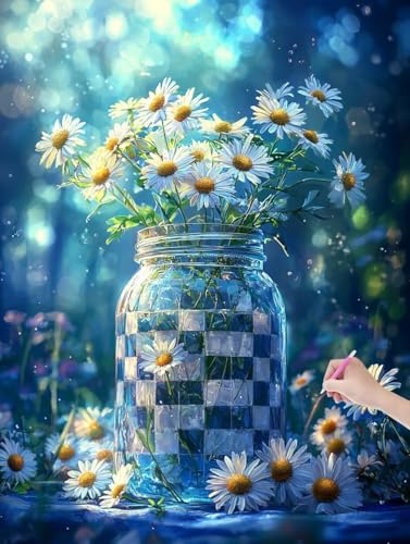 Diamond Painting Gänseblümchen, DIY Diamant Painting Bilder Blumen für Erwachsene Anfänger, Vollbohrer Diamant Malerei Eckige Steine als Geschenke Weihnachten, Bastelset für Wanddeko, 50x70 cm, Z-42 Diamond Painting Gänseblümchen, DIY Diamant Painting Bilder Blumen für Erwachsene Anfänger, Vollbohrer Diamant Malerei Eckige Steine als Geschenke Weihnachten, Bastelset für Wanddeko, 50x70 cm, Z-42 von JIAGUANG