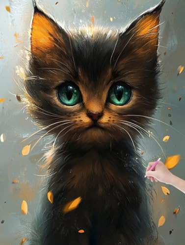 Diamond Painting Katze, DIY Diamant Painting Bilder Tiere für Erwachsene Anfänger, Vollbohrer Diamant Malerei Eckige Steine als Geschenke Weihnachten, Bastelset Erwachsene für Wanddeko 90x120 cm, D-92 von JIAGUANG