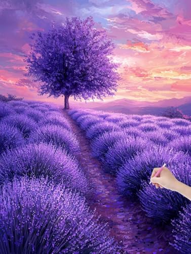 Diamond Painting Lavendel, DIY Diamant Painting Bilder Blumen für Erwachsene Anfänger, Vollbohrer Diamant Malerei Eckige Steine als Geschenke Weihnachten, Diamond Bastelset für Wanddeko 60x80 cm, K-96 Diamond Painting Lavendel, DIY Diamant Painting Bilder Blumen für Erwachsene Anfänger, Vollbohrer Diamant Malerei Eckige Steine als Geschenke Weihnachten, Diamond Bastelset für Wanddeko 60x80 cm, K-96 von JIAGUANG