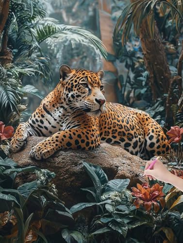Diamond Painting Leopard, DIY Diamant Painting Bilder Tropisch für Erwachsene Anfänger, Vollbohrer Diamant Malerei Eckige Steine als Geschenke Weihnachten, Bastelset für Wanddeko, 90x120 cm, B-22 Diamond Painting Leopard, DIY Diamant Painting Bilder Tropisch für Erwachsene Anfänger, Vollbohrer Diamant Malerei Eckige Steine als Geschenke Weihnachten, Bastelset für Wanddeko, 90x120 cm, B-22 von JIAGUANG