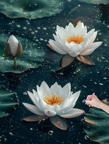 Diamond Painting Lotus, DIY Diamant Painting Bilder Blumen für Erwachsene Anfänger, Vollbohrer Diamant Malerei Eckige Steine als Geschenke Weihnachten, Bastelset Erwachsene für Wanddeko 40x50 cm, K-30 Diamond Painting Lotus, DIY Diamant Painting Bilder Blumen für Erwachsene Anfänger, Vollbohrer Diamant Malerei Eckige Steine als Geschenke Weihnachten, Bastelset Erwachsene für Wanddeko 40x50 cm, K-30 von JIAGUANG