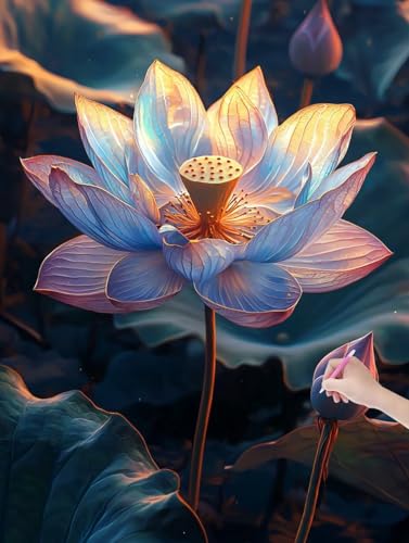 Diamond Painting Lotus, DIY Diamant Painting Bilder Blumen für Erwachsene Anfänger, Vollbohrer Diamant Malerei Eckige Steine als Geschenke Weihnachten, Bastelset Erwachsene für Wanddeko 50x70 cm, L-70 Diamond Painting Lotus, DIY Diamant Painting Bilder Blumen für Erwachsene Anfänger, Vollbohrer Diamant Malerei Eckige Steine als Geschenke Weihnachten, Bastelset Erwachsene für Wanddeko 50x70 cm, L-70 von JIAGUANG