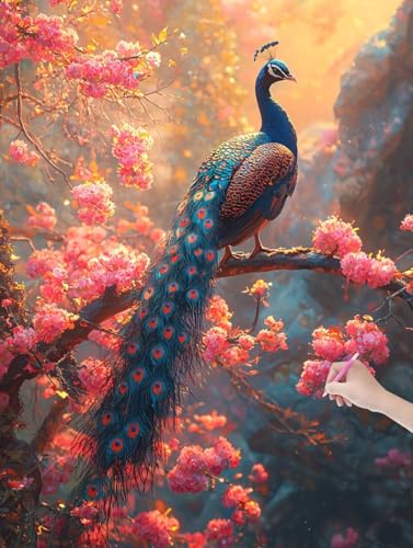 Diamond Painting Pfau, DIY Diamant Painting Bilder Blumen für Erwachsene Anfänger, Vollbohrer Diamant Malerei Eckige Steine als Geschenke Weihnachten, Bastelset Erwachsene für Wanddeko, 60x80 cm, Z-40 Diamond Painting Pfau, DIY Diamant Painting Bilder Blumen für Erwachsene Anfänger, Vollbohrer Diamant Malerei Eckige Steine als Geschenke Weihnachten, Bastelset Erwachsene für Wanddeko, 60x80 cm, Z-40 von JIAGUANG