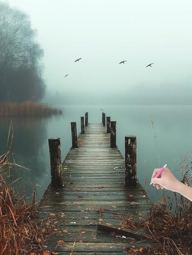 Diamond Painting Pier, DIY Diamant Painting Bilder Landschaft für Erwachsene Anfänger, Vollbohrer Diamant Malerei Eckige Steine als Geschenke Weihnachten, Bastelset für Wanddeko, 90x120 cm, F-20 von JIAGUANG