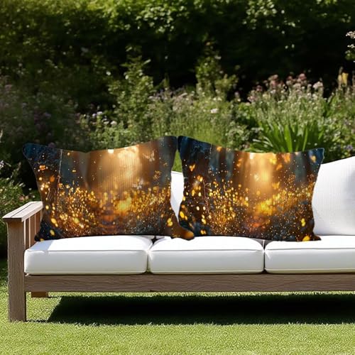 Outdoor Kissen Traum Kissenbezug 50x90 Schmetterling 2er Set Outdoor Kissen Wetterfest Leinen Kissenbezug Deko Wohnzimmer Sofakissen Kopfkissenbezug Dekokissen Kissenhüllen Garten Terrassen Deko F-26 von JIAGUANG