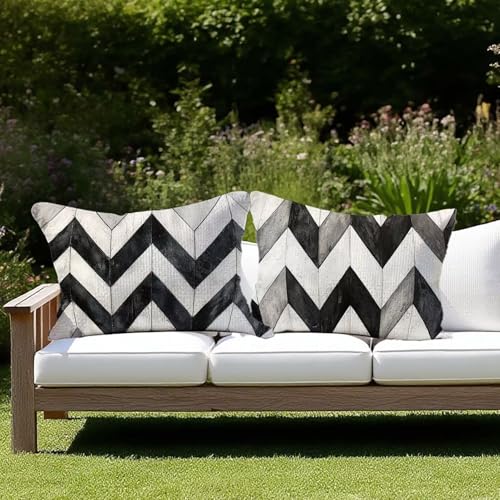 Outdoor Kissen Wetterfest Outdoor Kissen 2er set Kissenbezug 40 x 80 Grau Leinen Kissenbezug Sofakissen für Deko Wohnzimmer Kopfkissenbezug Zierkissen Kissenhüllen Geschenke für Frauen (Abstrakt) E-50 von JIAGUANG