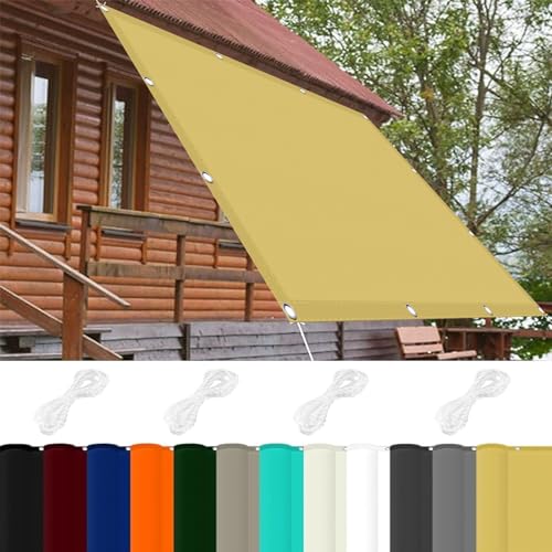 Gartenüberdachung 1 x 1 m 98% UV Schutz Sonnensegel Sonnenschutz Rechter Winkel PES Polyester für Balkon Terrasse Garten Camping, Creme Farben von JIAHAO
