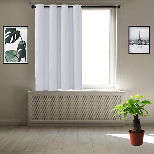 JIAHAO Blackout Vorhang 135 x 90 cm Luftig Gardine Wohnzimmer Gardinen Blackout Vorhang Blickdicht Abdunkelnd Langlebig Und Pflegeleicht für Fenster Wohnzimmer, Weiß von JIAHAO