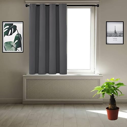 JIAHAO Blackout Vorhang 80 x 155 cm Luftig Gardine Wohnzimmer Gardinen Vorhang Blickdicht Gardinen Größenoptionen für Fenster Wohnzimmer, Dunkelgrau von JIAHAO