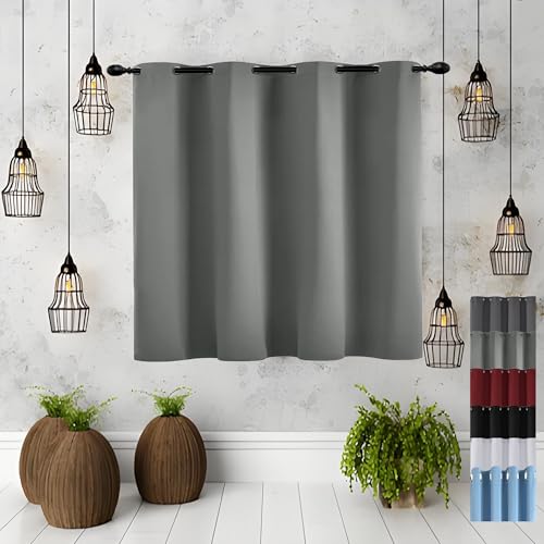 JIAHAO Verdunklungsvorhänge Kurz Ösenvorhang 85 x 75 cm Wohnzimmer Lärmschutz/Kälteschutz Warm Thermovorhang mit Ösen Größe Und Farbe Wählbar, Hellgrau von JIAHAO