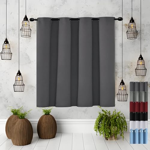 JIAHAO Verdunklungsvorhänge Kurz Ösenvorhang 90 x 160 cm Luftig Blickdichte Gardinen Curtains Blackout Größenoptionen, Dunkelgrau von JIAHAO