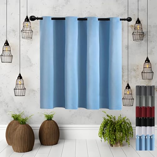 JIAHAO Vorhänge Blickdicht mit Ösen 120 x 70 cm Kälteschutz Wämreisolierende Warm Thermovorhang mit Ösen Effektive Raumverdunkelung, Himmelblau von JIAHAO