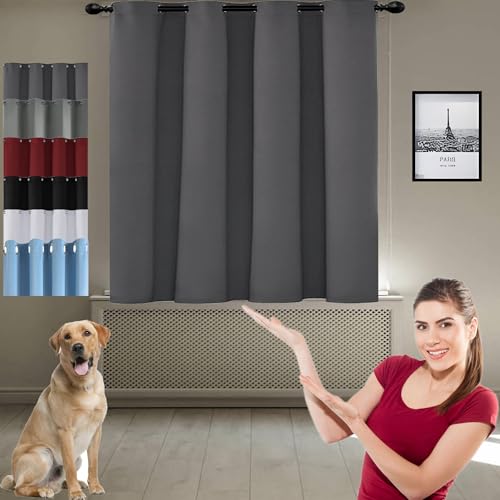 JIAHAO Vorhänge Blickdicht mit Ösen 70 x 100 cm Luftig Blickdichte Gardinen Blickdichte Vorhänge Hochwertige Materialqualität, Dunkelgrau von JIAHAO