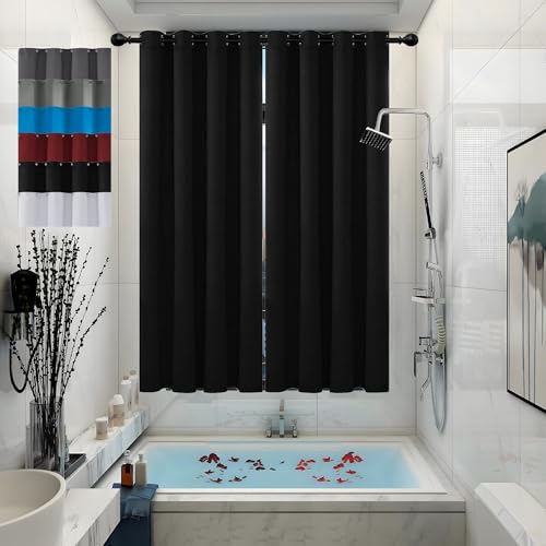 JIAHAO Vorhang Verdunkelung 1Er Set 75 x 190 cm Gardinen Thermovorhang Blackout Vorhang Blickdicht Abdunkelnd Langlebig Und Pflegeleicht, Schwarz von JIAHAO