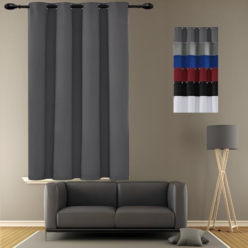JIAHAO Vorhang Verdunkelung 75 x 130 cm Kälteschutz Wämreisolierende Blickdichte Vorhänge Größenoptionen, Dunkelgrau JIAHAO Vorhang Verdunkelung 75 x 130 cm Kälteschutz Wämreisolierende Blickdichte Vorhänge Größenoptionen, Dunkelgrau von JIAHAO
