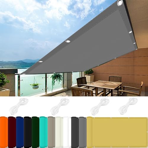 Markisenstoff 1 x 2.5 m 98% UV Schutz Sonnensegel Sonnenschutz Rechter Winkel PES Polyester für Garten Balkon & Terrasse, Hellgrau von JIAHAO