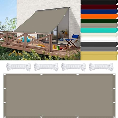 Markisenstoff 1.2 x 3.2 m 98% UV Schutz Sonnensegel Sandkasten mit Ösen Und Befestigungsseile für Garten Balkon Terrasse Camping, Khaki von JIAHAO