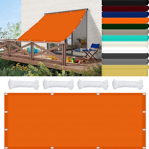 Markisenstoff 1.5 x 1.5 m 98% UV Schutz Sonnensegel Sonnenschutz Rechter Winkel Reißfest für Garten Balkon Terrasse Camping, Orange von JIAHAO