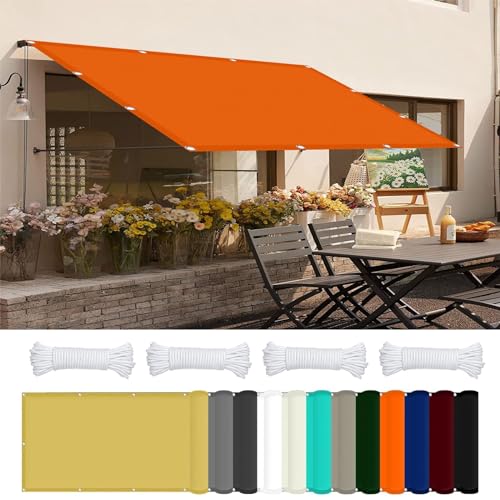 Schattiernetz mit Ösen 1.5 x 5 m 98% UV Schutz Sonnensegel Sandkasten PES Polyester für Terrasse Balkon Garten, Orange von JIAHAO
