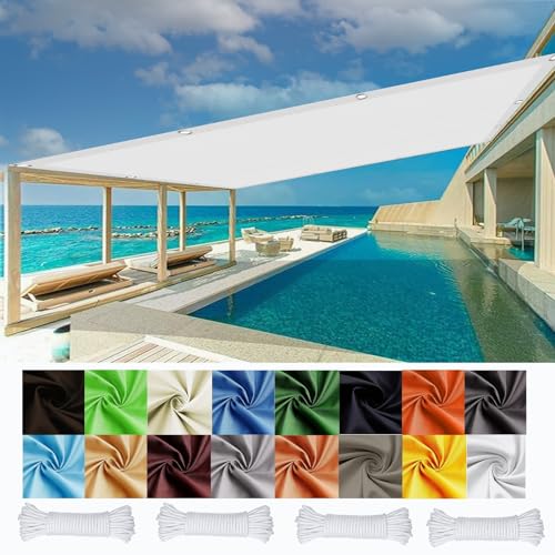 Sonnensegel Rechteckig Wasserdicht 1.2 x 3.8 m 98% UV Schutz Sonnensegel Sandkasten Reißfest für Wie Garten Und Balkone, Weiß von JIAHAO