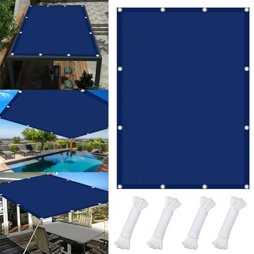 Sonnensegel Rechteckig Wasserdicht 3 x 4.5 m 98% UV Schutz Sonnensegel Terrasse PES Polyester für Garten Balkon Terrasse Camping, Dunkelblau von JIAHAO