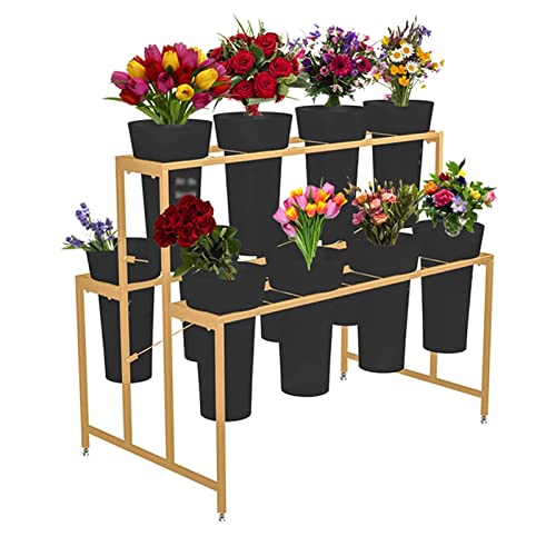 Blumenständer mit 12 Eimern und 4 Rädern, 3-stöckiges Bewegliches Floristenregal aus Metall, Schmiedeeisernes Floristenregal, für Terrasse, Garten, Wohnzimmer, Innen- und Außenbereich ( Color : B ) Blumenständer mit 12 Eimern und 4 Rädern, 3-stöckiges Bewegliches Floristenregal aus Metall, Schmiedeeisernes Floristenregal, für Terrasse, Garten, Wohnzimmer, Innen- und Außenbereich ( Color : B ) von JIAHESHYP