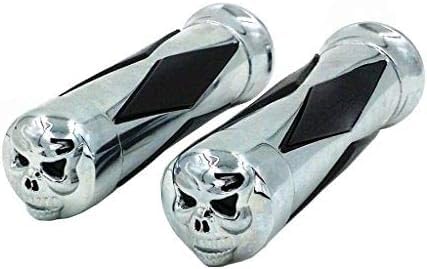 2,5 cm 1 Zoll Totenkopf Motorrad Lenkergriffe Handgriff Griff (rechts 31,88 mm Zur Installation von Gasgriffhülsen) von JIAHEY