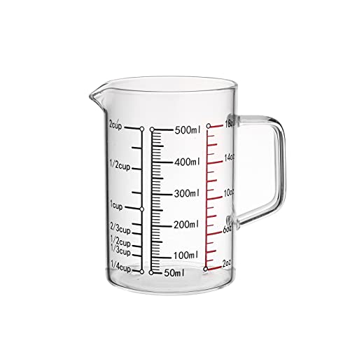 Becherglas 500ml Messbecher Bechergläser Borosilikatglas Mit Graduierung und Ausguss Milchbecher Schnapsgläser Meßbecher Becher Laborbecher für Labor (500ml) von JIAHG