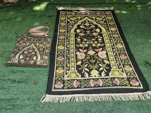 JIAHG Muslimischer Gebetsteppich Weiche islamischer Gebetsteppich Türkische Gebet Teppich Matte Islamische Geschenke Muslimische Ramadan-Teppich Islam Teppich (Kaffeebraun, 70 * 110cm) von JIAHG