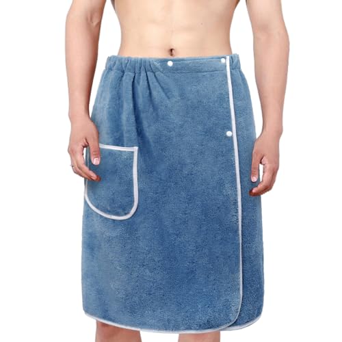 JIAHG Saunakilt Herren, verstellbar Saunahandtuch Duschtuch mit Druckknöpfe, Große Schnelltrockend Saunatuch Saunarock Saunasarong, Sauna Handtuch,Frottee, Saunatücher,70 x 140 cm von JIAHG