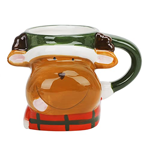 JIAHG Weihnachtstasse Weihnachtsbecher Schneemannbecher 400ml Weihnachtsmann Keramik Kaffeetasse Teetasse Milchtasse für Heiß- & Kaltgetränke (Hirsch) von JIAHG