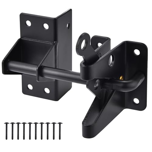 Robuste automatische Torverriegelung für Holzzäune, selbstsichernde Metalltore für Vinylzaun, ausschwingende Pool-Tor-Türriegel, schwarz Robuste automatische Torverriegelung für Holzzäune, selbstsichernde Metalltore für Vinylzaun, ausschwingende Pool-Tor-Türriegel, schwarz von JIAHOO