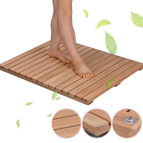 JIAJUAN Natürlich badematte holzmatte Holz Dusche Bad Matte Robust Dauerhaft rutschfest Quadrat Lattenrost Design Fußboden Matten Leicht zu Reinigen (Color : A, Size : 80x80cm) von JIAJUAN-Badematte